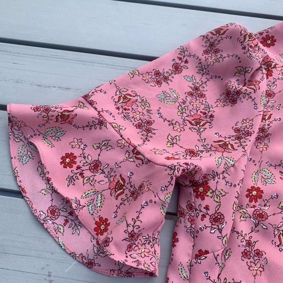 Sanctuary Women's Pink Floral Short Sleeves Size Medium - Picture 4 of 4